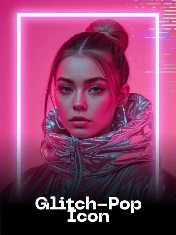 Glitch-Pop Icon Fun Card AI Face Swap Style - created with the SwappdAI App